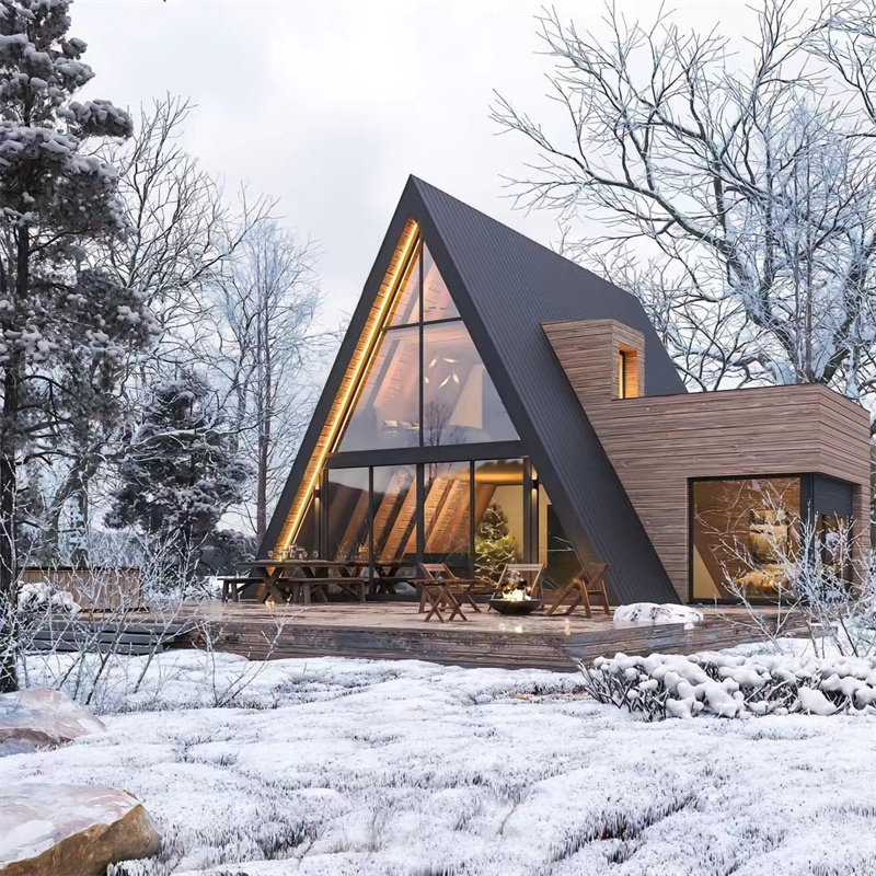 20'x28' Modern Steel a-Frame Vacation Cabin with 2 Bed, 1 Bath, 1 Kitchen