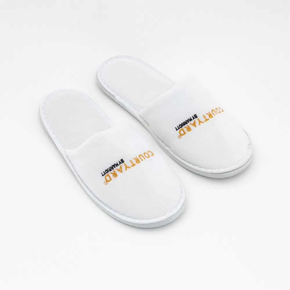 Non-Woven Material Custom Colors Screen Printing Logo Disposable Cheap Hotel Slippers