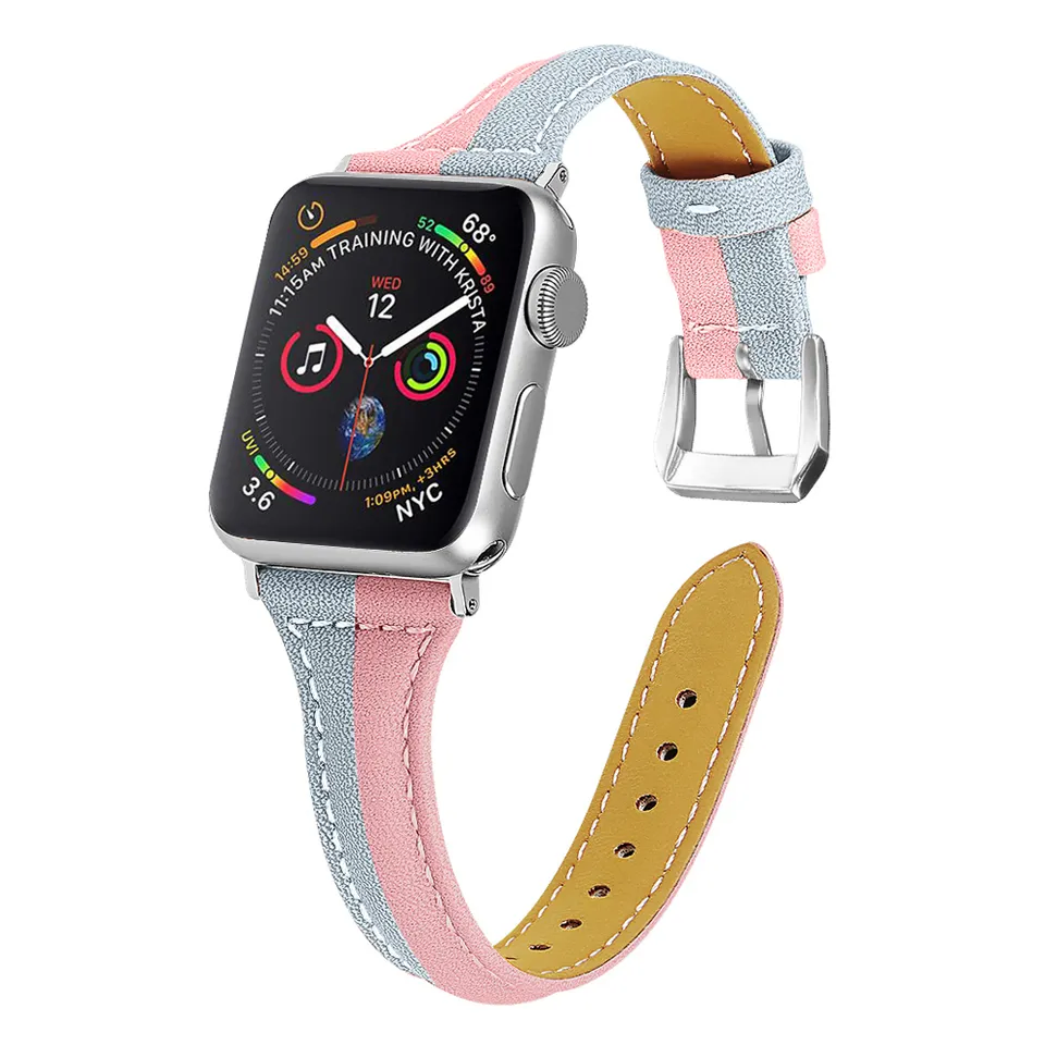 Thin Genuine Cowide Leather Watch Strap/Band for Apple Watch 38/40/41mm 42/44/45/49mm