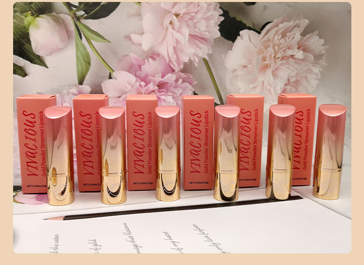 Cosmetics Light Weight Super-Moisturizing Gold Powderstreamer Lipstick