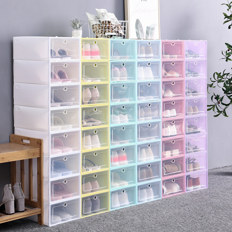 Shoe Storage Box Clear Plastic Rack Transparent Container Drawer Cabinet