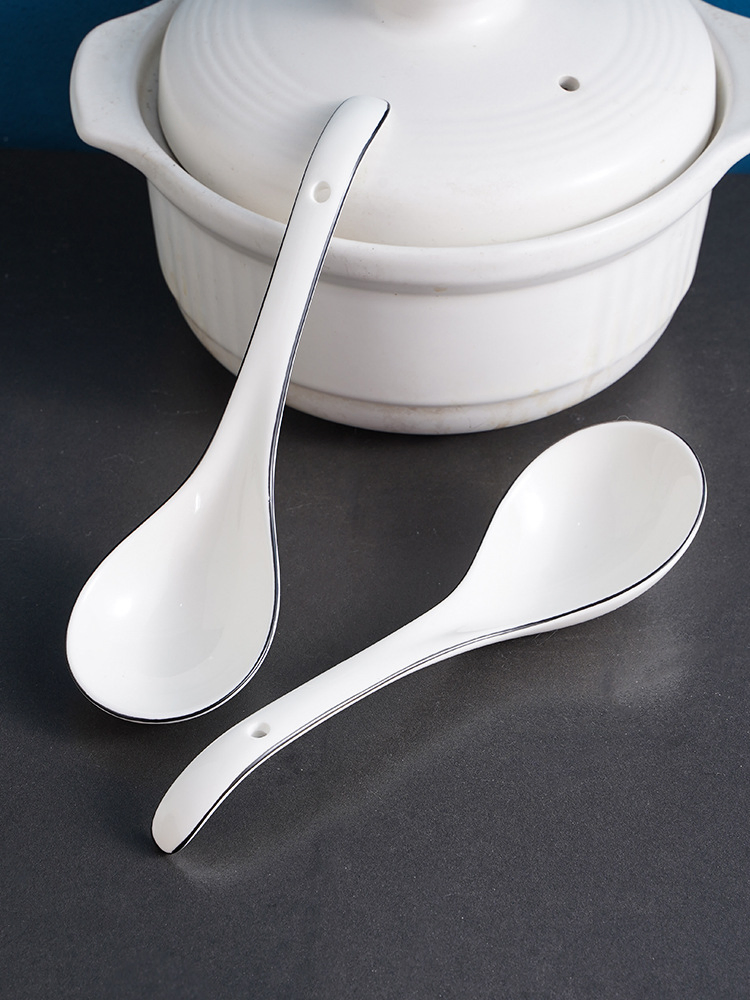 Special Ceramic Restaurant Large Household Long Handle Soup Bowl Noodle Spoon