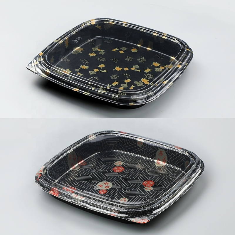 Customized Recyclable Sushi Packaging Tray Food Container with Anti-Fog Lid