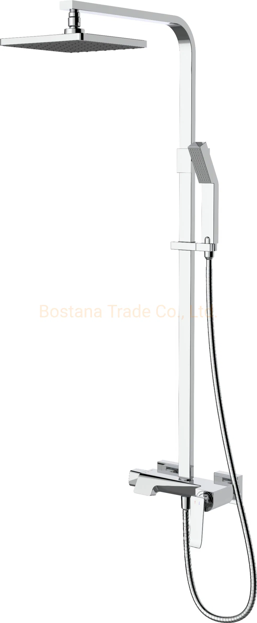 Shower Set Economic Type Brass Chrome Wall Mounted Square Shower Mixer