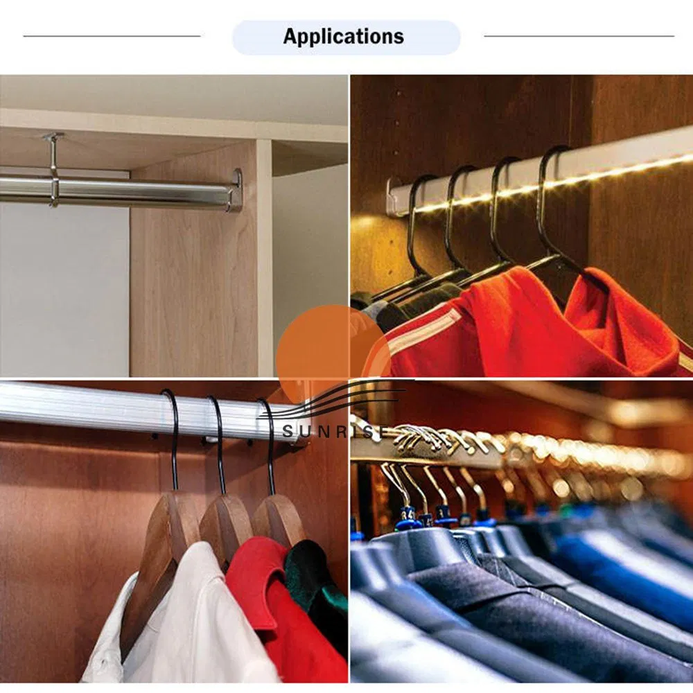 Hot Sale Wardrobe Closet Rod Fitting Hardware 16 mm Aluminum Cloth Hanging Wardrobe Oval Tube Support for Clothes