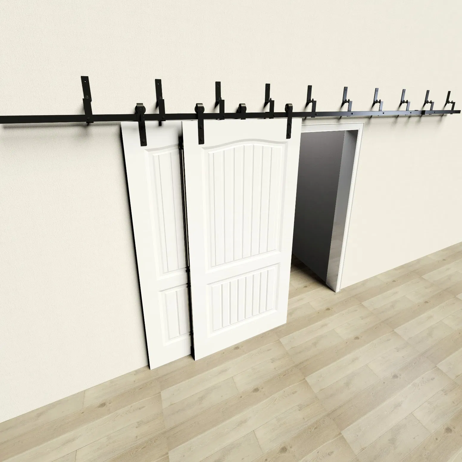 Amazon Hot Sale Double Door Single Track Bypass Sliding Barn Door Hardware