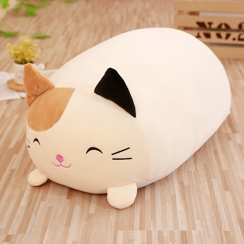 Soft Stuffed Embroidered Cute Cartoon Plushie Animal Cat Toy Cuddle Sleeping Pillow
