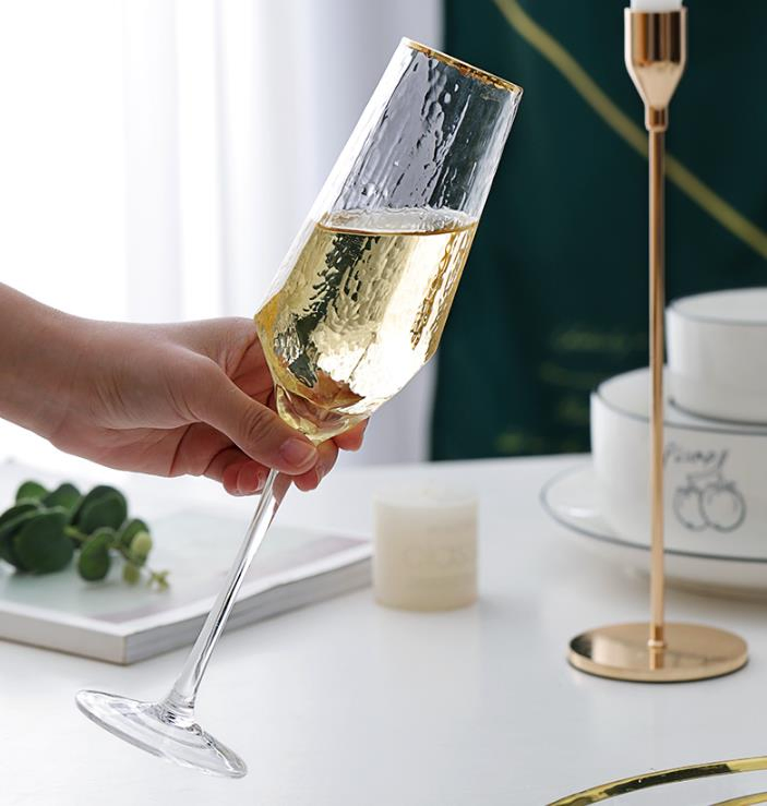 Handmade Diamond Shape Crystal Clear Glass Wine Drinking Goblet Glasses for Wedding