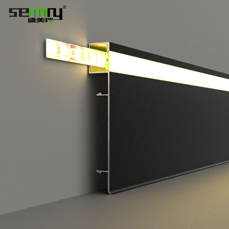 Aluminum Skirting Board with LED Strip Profile Flooring Accessories Baseboard