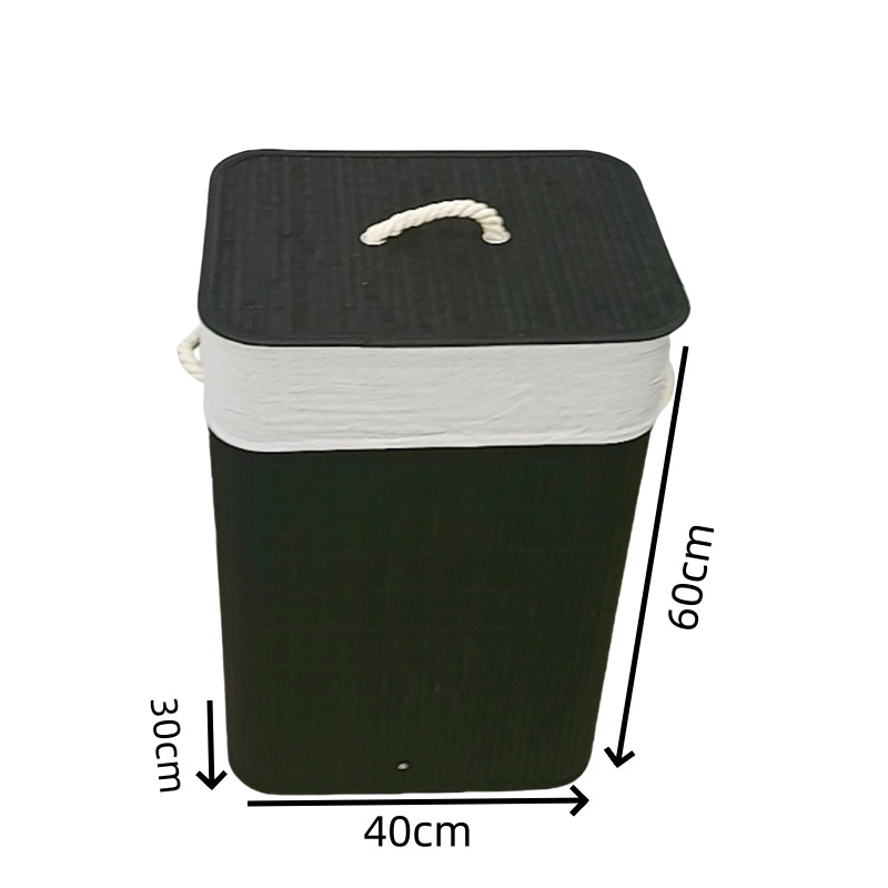 Foldable Storage Hamper Natural Bamboo Laundry Basket with Removable Washable Lining