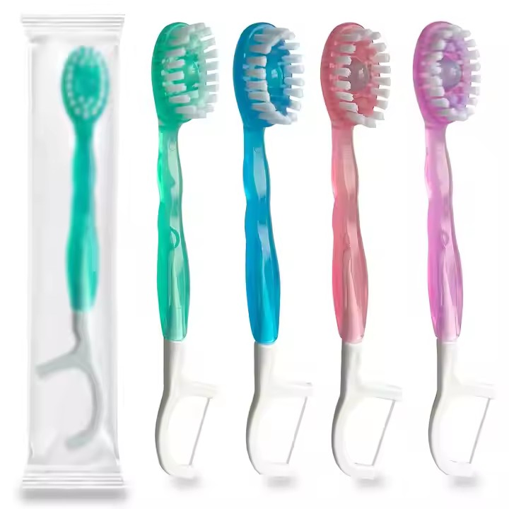 5-in-1 Disposable Travel Toothbrush Kit, Includes Toothpaste, Tongue Scraper, and Floss Pick for Hotel or Travel