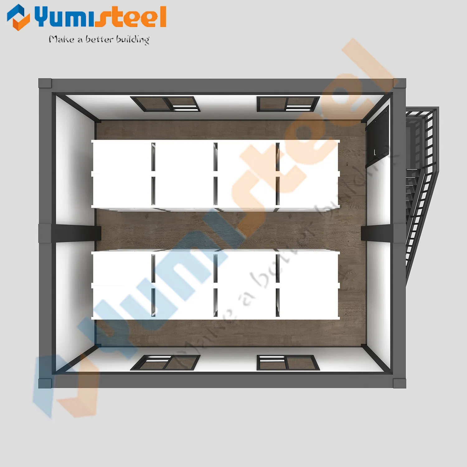 Two Floor Prefabricated Steel Tiny House for Living/Storage