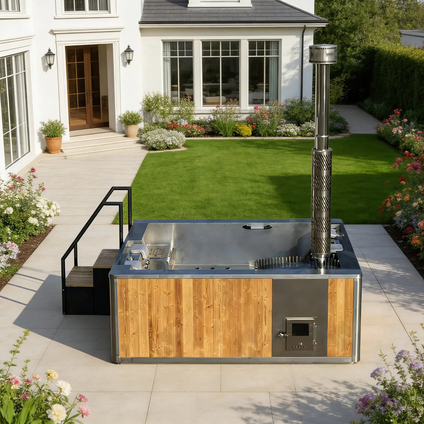 Деревянная джакузи с подогревом и гидромассажем