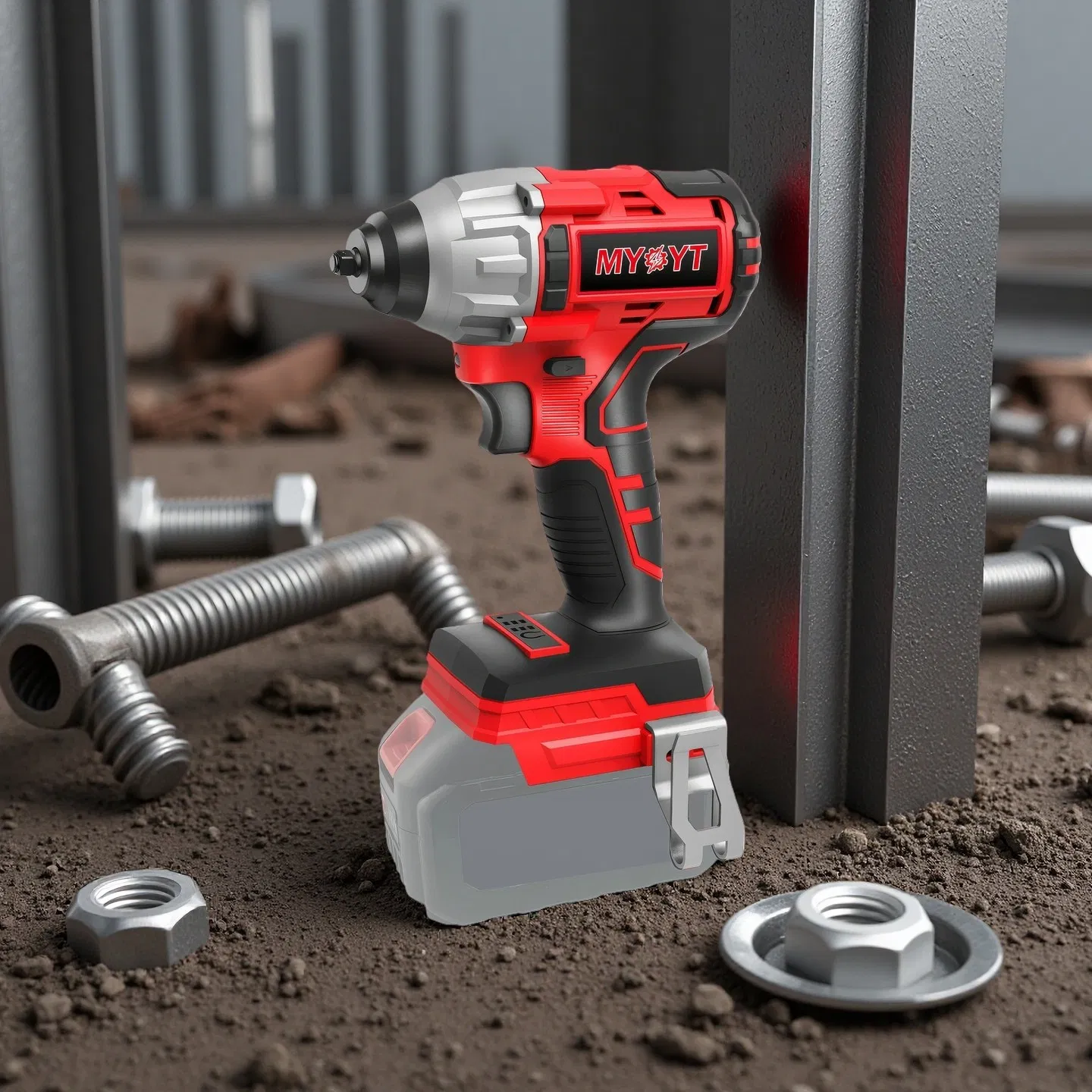 20V Cordless Impact Wrench 1/2 Inch Chuck 320n.M Max Torque 0-3200rpm No-Load Speed 2-Speed Torque Adjustment Nylon Housing with Rubber Grip LED Light Battery I