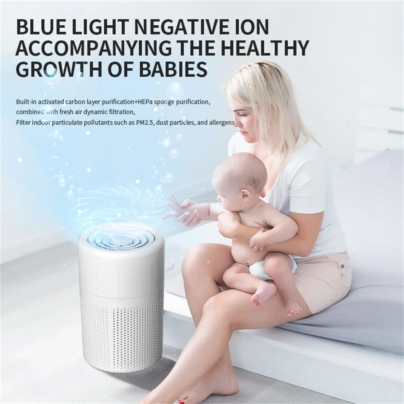 Smart Auto Mode Small Air Purifier for Desktop - HEPA Filter + Activated Carbon, Formaldehyde/Voc Removal & Air Quality Monitoring