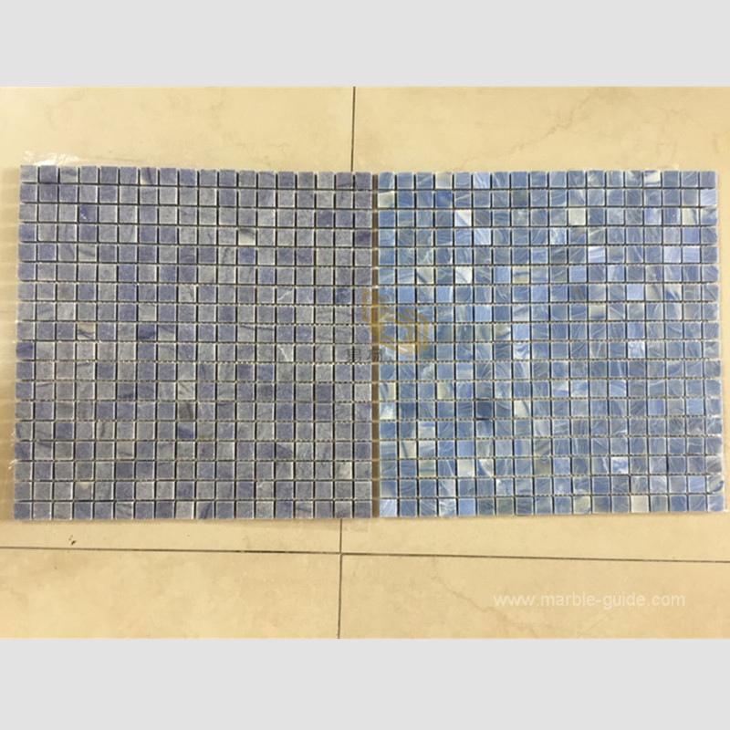Мозаика из голубого мрамора для бассейна и фартука
