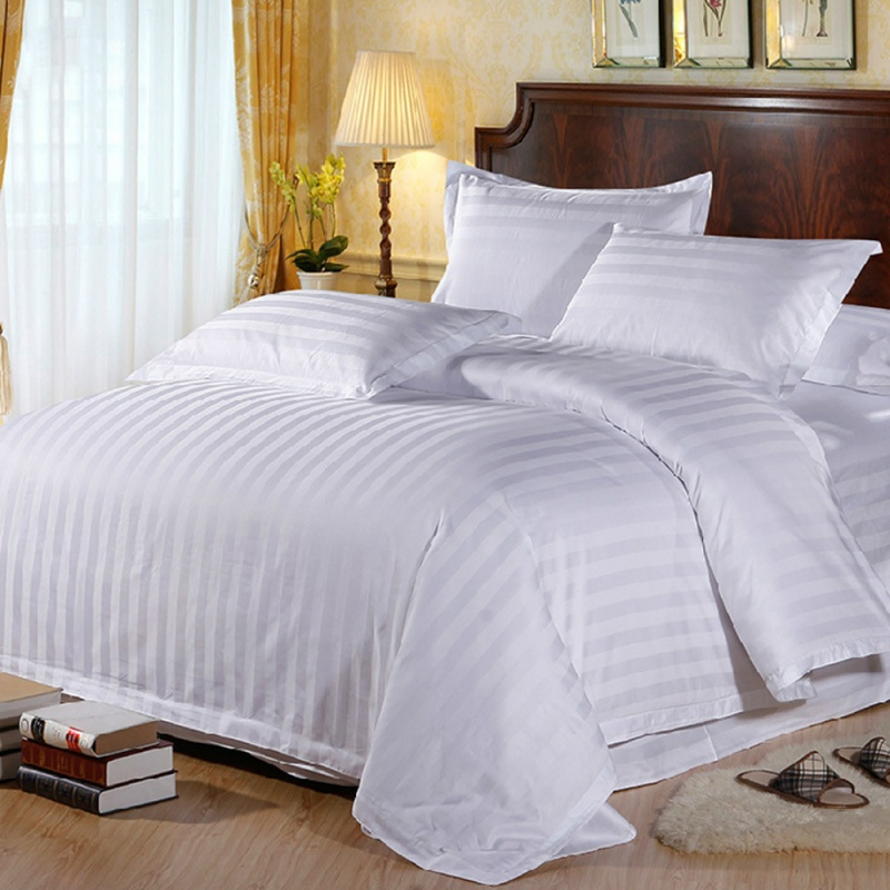 5 Star Modern Satin Hotel Bedding Set Cotton White Sheet Duvet Cover Bedsheets Pillow Cover for Hotels