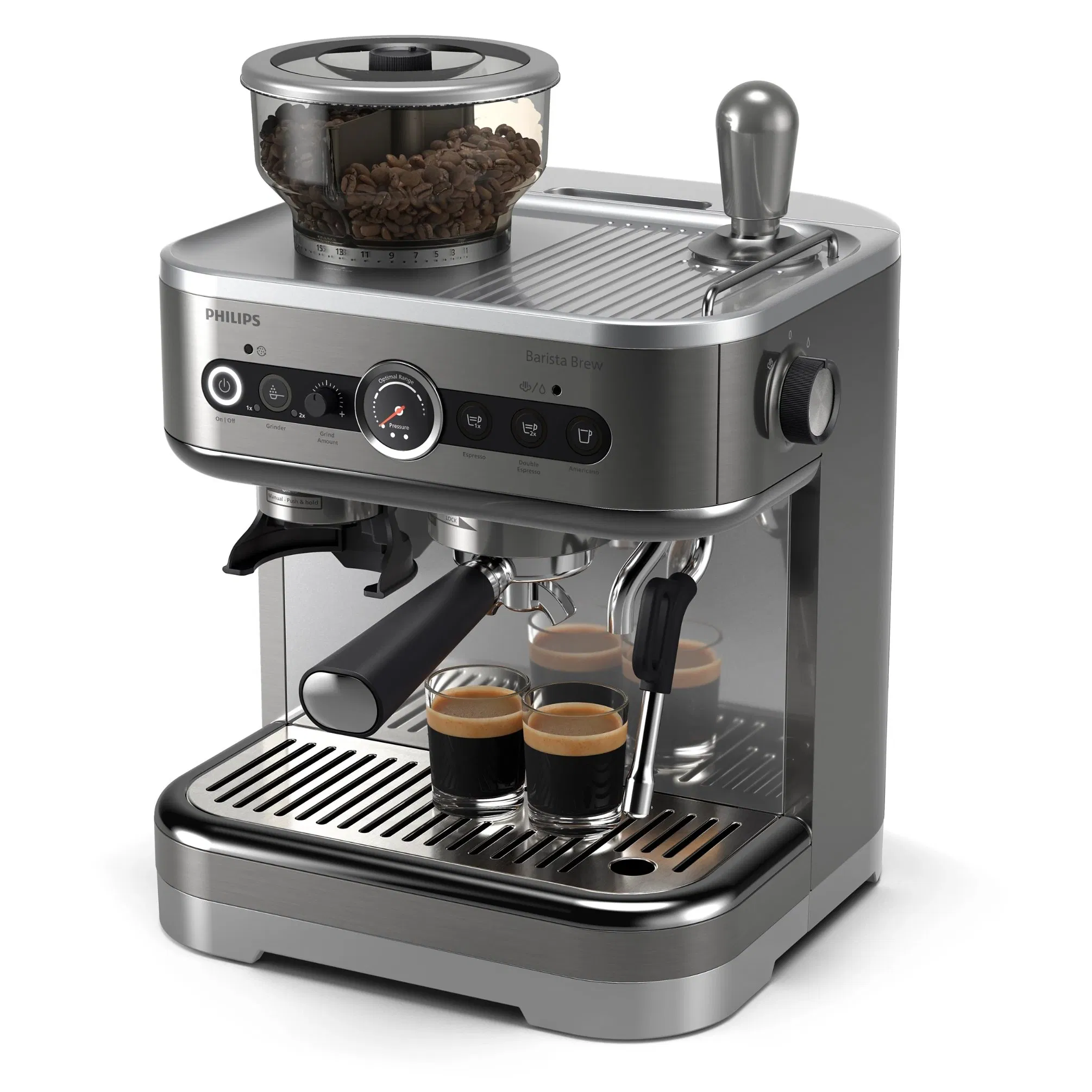 Premium Home Espresso Maker with 15 Grind Sizes Metal Conical Burr Grinder Powerful Steam Wand and Temperature Perfect Milk Jug Coffee Machine