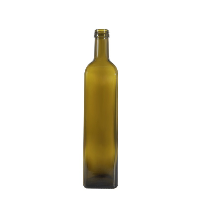 250ml 500ml 750ml Green Square Cooking Oil Olive Glass Bottle with Screw Cap Vintage Olive Oil Bottles