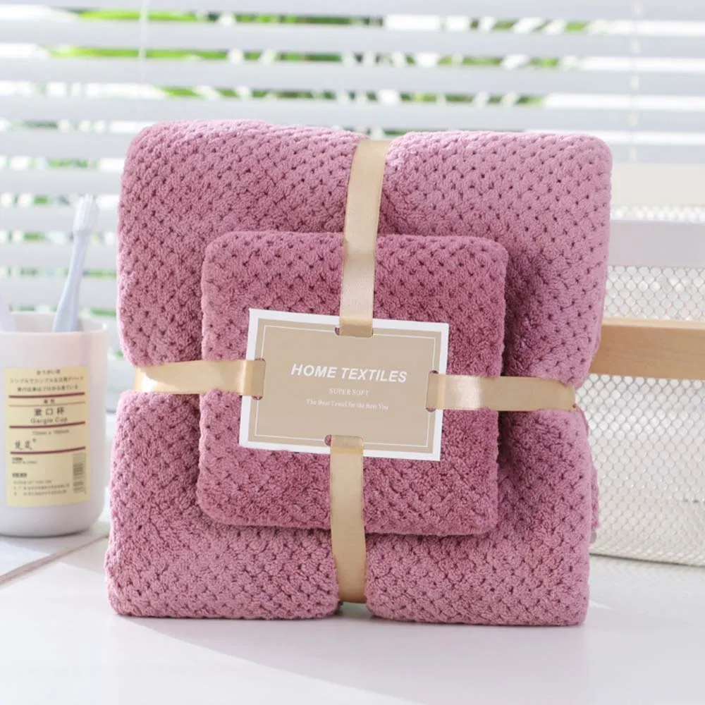 Best Selling Soft Microfiber Face/Hair/Bath Plush Towel in Pink/Green/Blue/Gray/Purple/White Made of Coral Fleece for Male/Female/Child in Hotel/Guesthouses