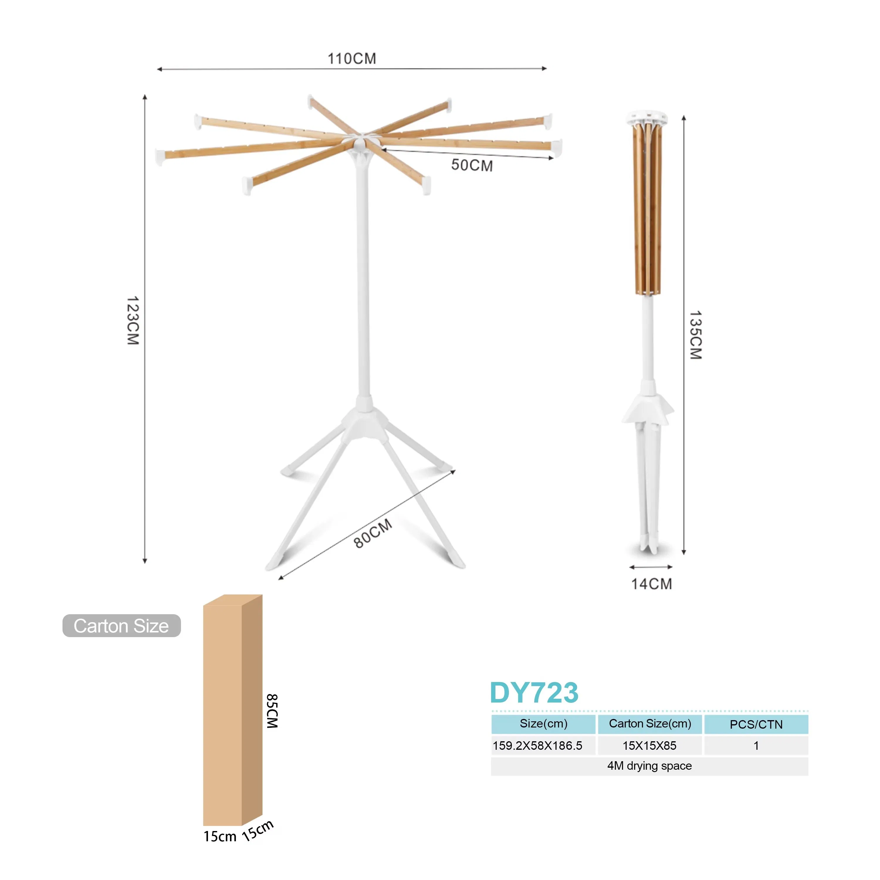 2025 Octopus Folding Bamboo Cloth Drying Rods Floor Standing Clothes Drying Rack Tripod Wooden Laundry Hanger