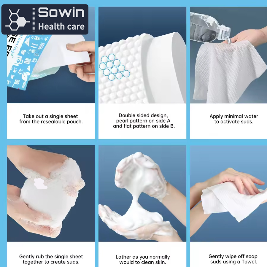 Disposable Daily Use Products Nursing Home Bath Rinse-Freee Sponges