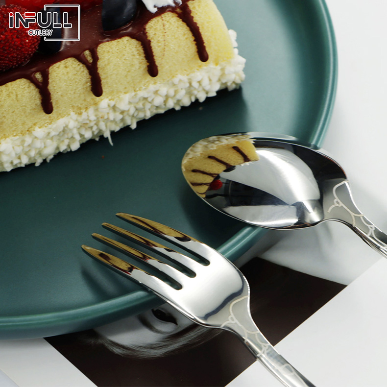 2024 Best Selling 18/8 Stainless Steel Dessert Fork with Stone Style Handle for Home/Hotel