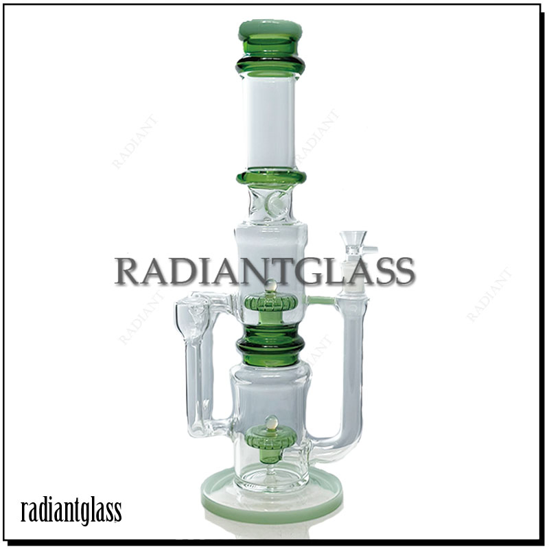 U-Tube Wheel Core 1413G Thick Glass Water Pipe 17inch Hookah Pipe with 14male Bowl Smoking Accessories