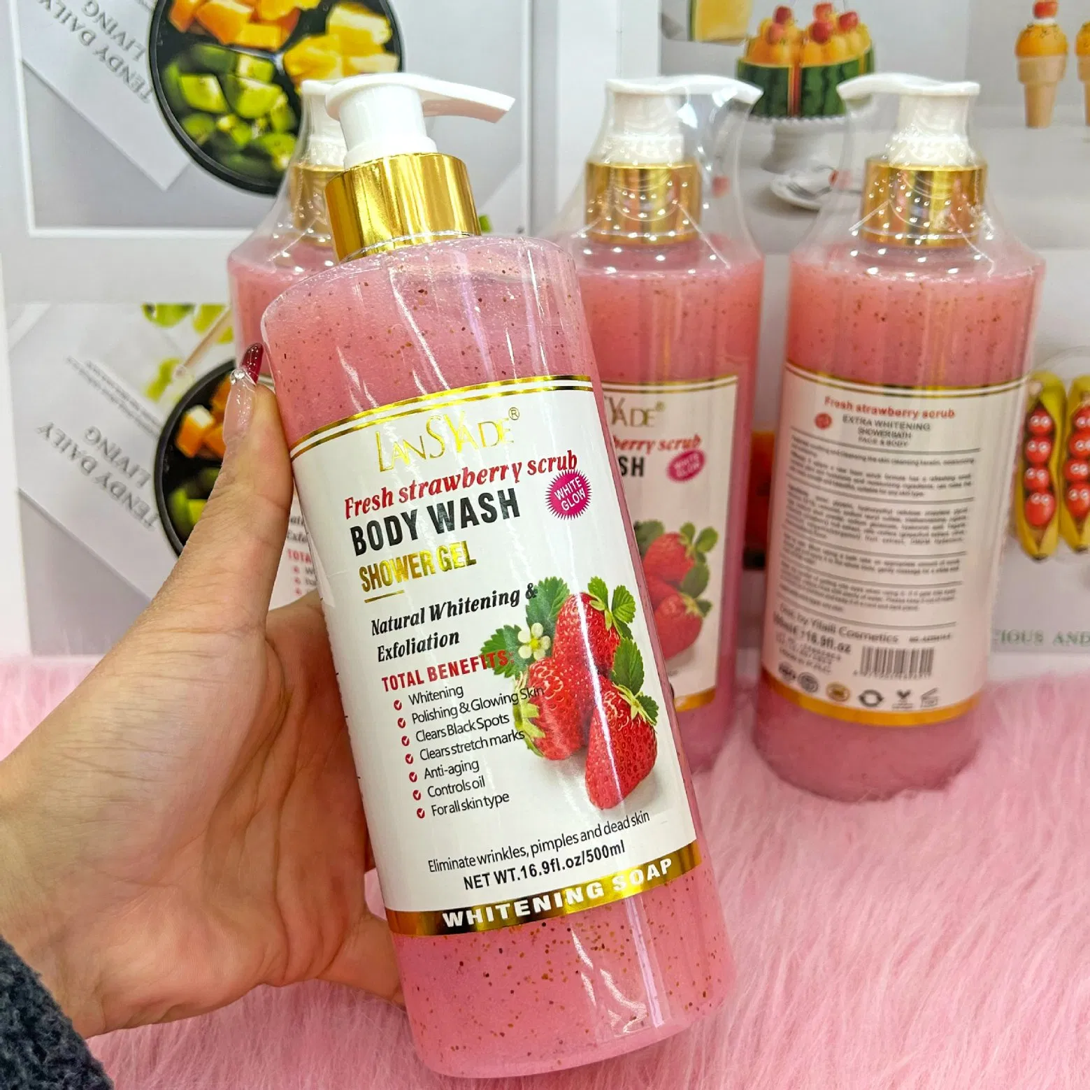 Papaya Shower Gel Vitamin C Turmeric Coconut Coffee Arbutin Body Wash Whitening Scrub Exfoliating Liquid Soap