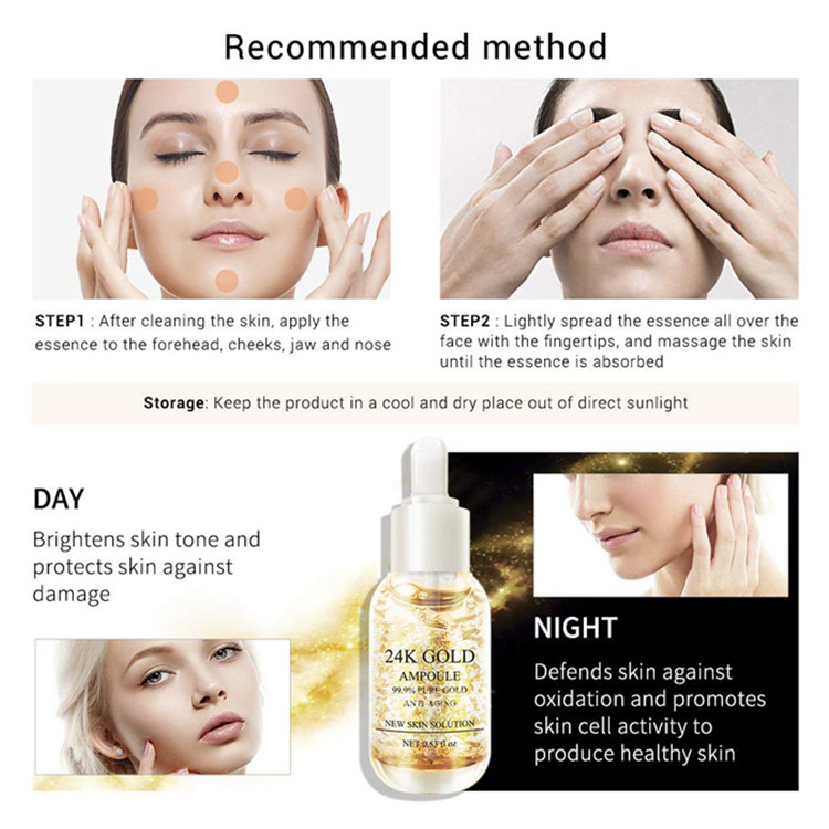 24K Gold Collagen Ampoule Lifting Serum for Moisturizing Firming Flexible