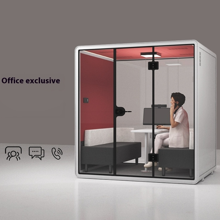 Modular Soundproof Booth Office Phone Booth with Tempered Glass for Meeting