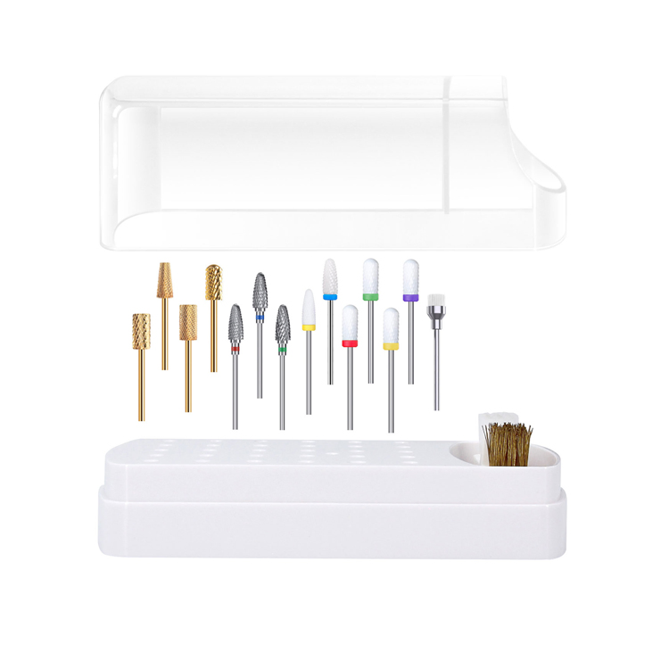 Professional 30 Slots Empty Nail Drill Bit Holder Display Box for Nails Art Manicure