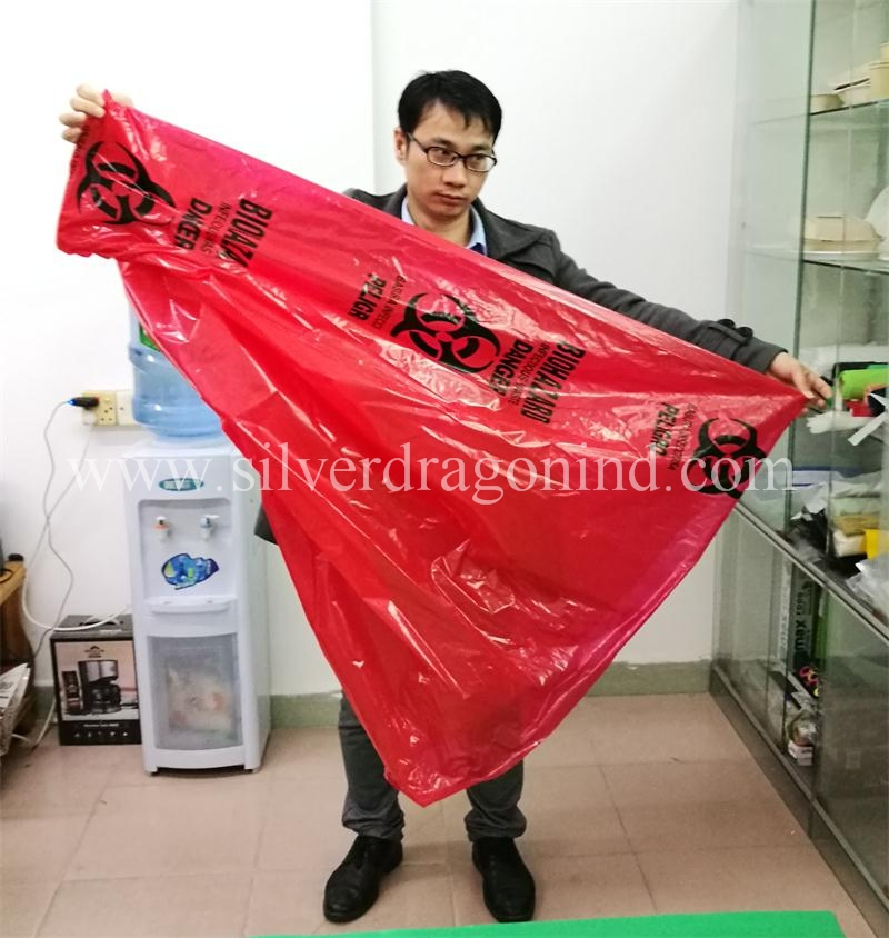Customize Large Size Yellow Plastic PE Biohazard Bag Medical Waste Bag