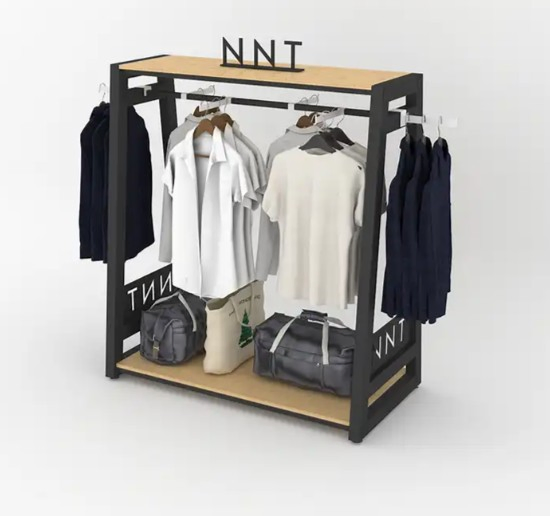 Retail Clothing Store Metal Shelves Design Standing Modern Style Clothes Display Racks Shelves