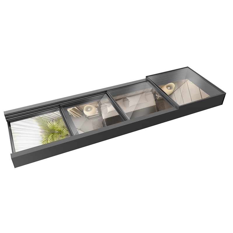 Outdoor Electric Sunroof Glass Pergola Galvanised Tempered Glass Retractable Skylight