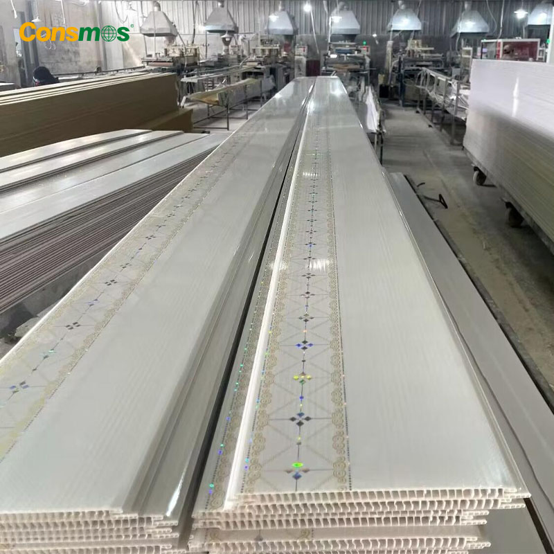 Consmos Wholesale Durable Lightweight PVC Plastic Ceiling Panel False Ceiling Soffit Panel