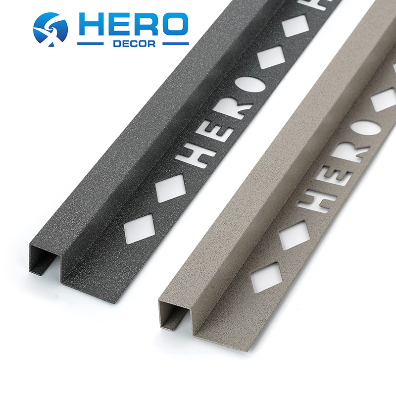 Top Quality Modern Office Transition Strip 2.2m Stone Grain Series Grey White Tile Space Square Shape Corner Edge Trim