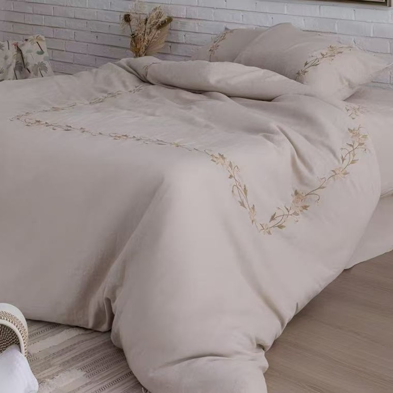 Luxury Embroidery Linen Bedding Set (bed sheets duvet covers pillow covers)