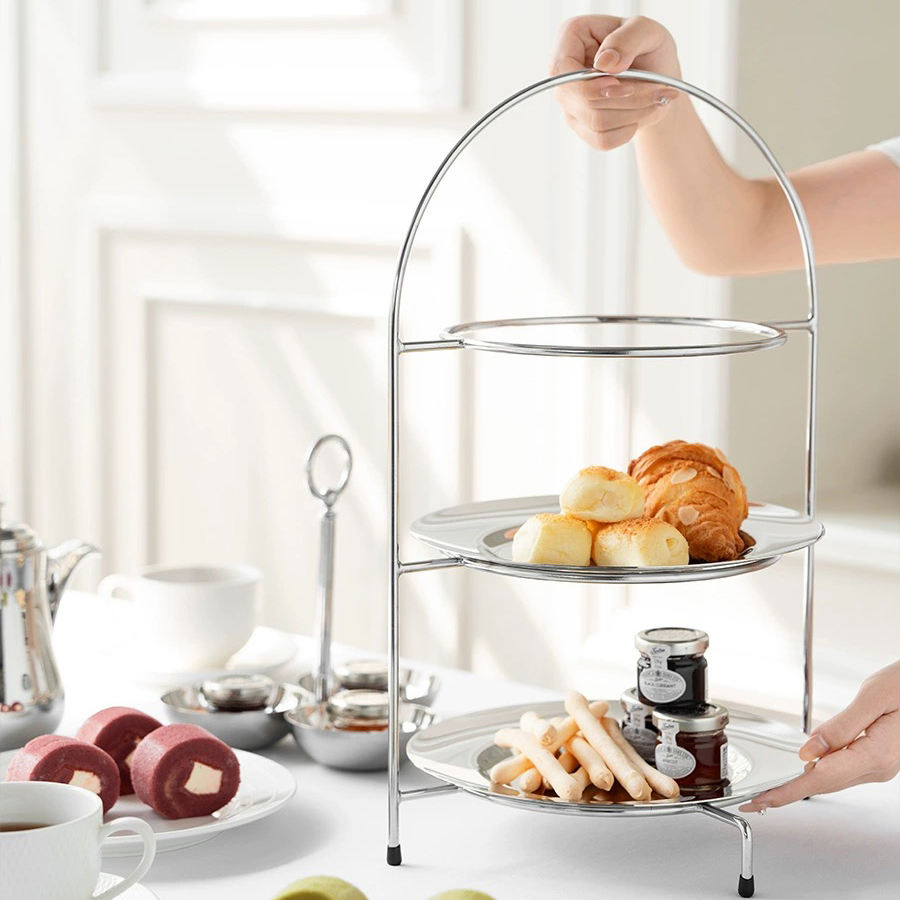 Round 3-Tier Dessert Stand - Stainless Steel Display for Bakeries & Events