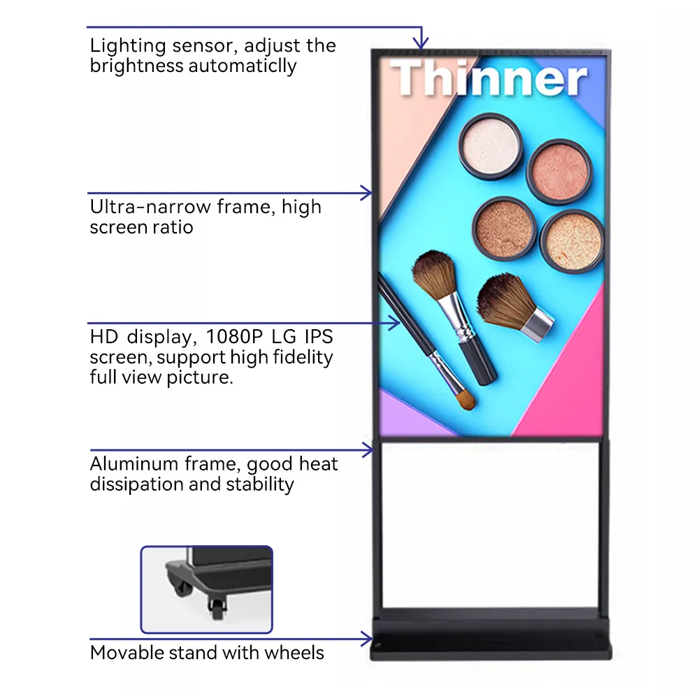 Двусторонний подвесной LCD-дисплей для рекламы в витрине