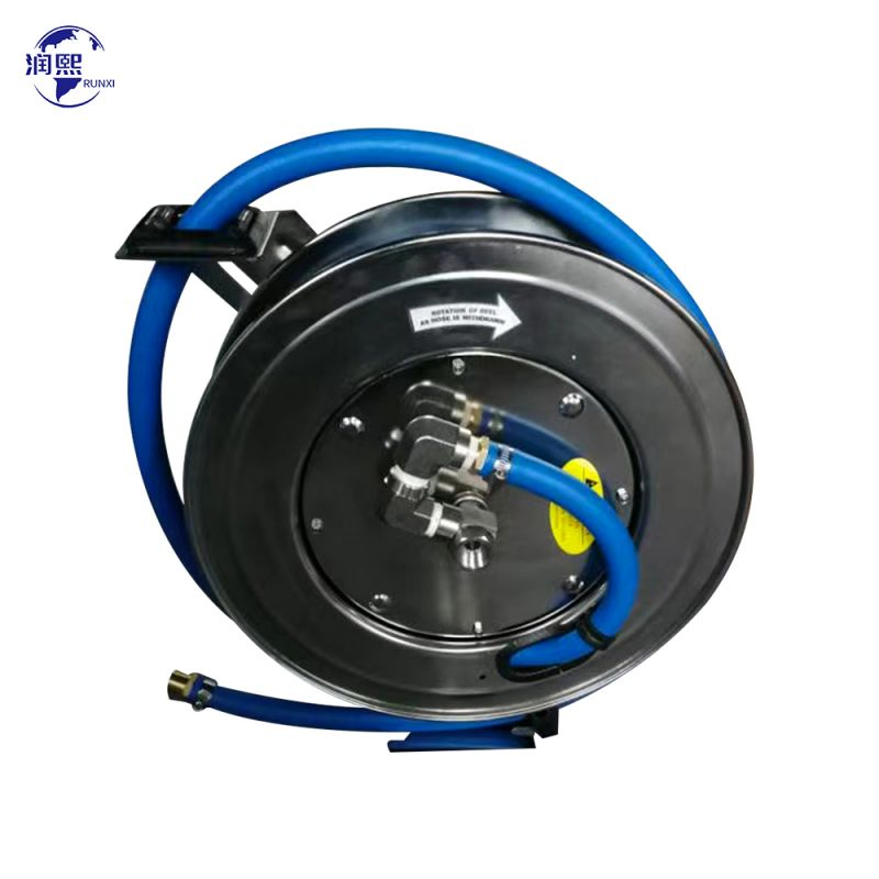 Black Portable Retractable Automatic 100 FT Fuel Oil Hose Reel