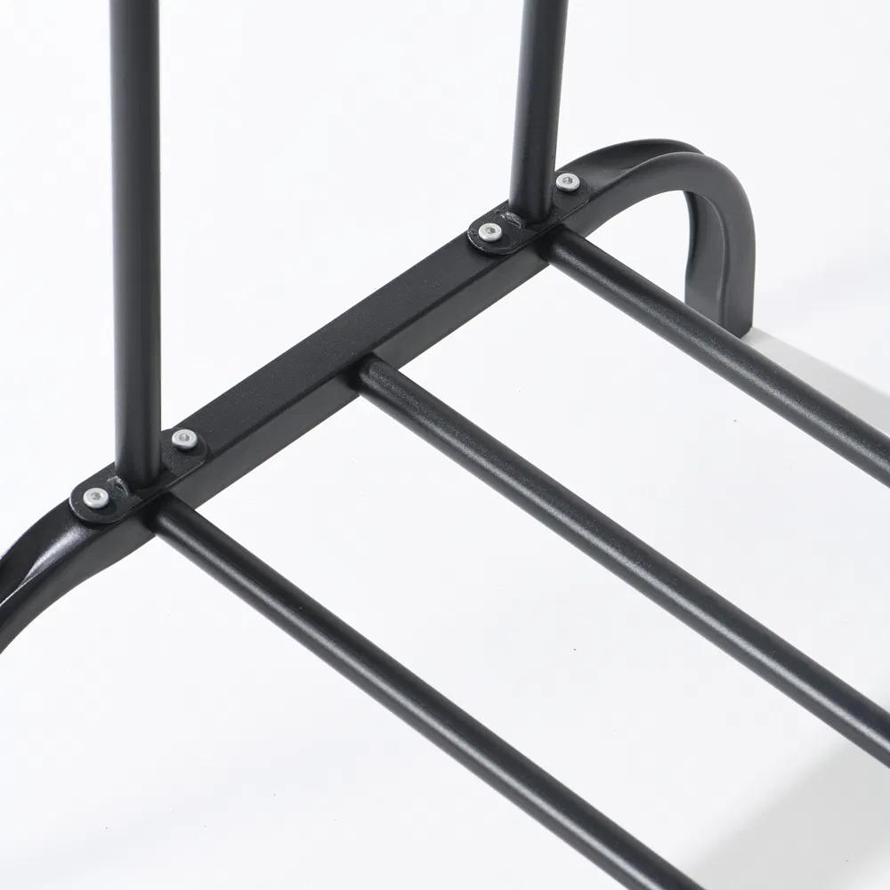 Sturdy Double Rod Metal Rack Multi-Tier Clothes Rack Wheeled Garment Rack