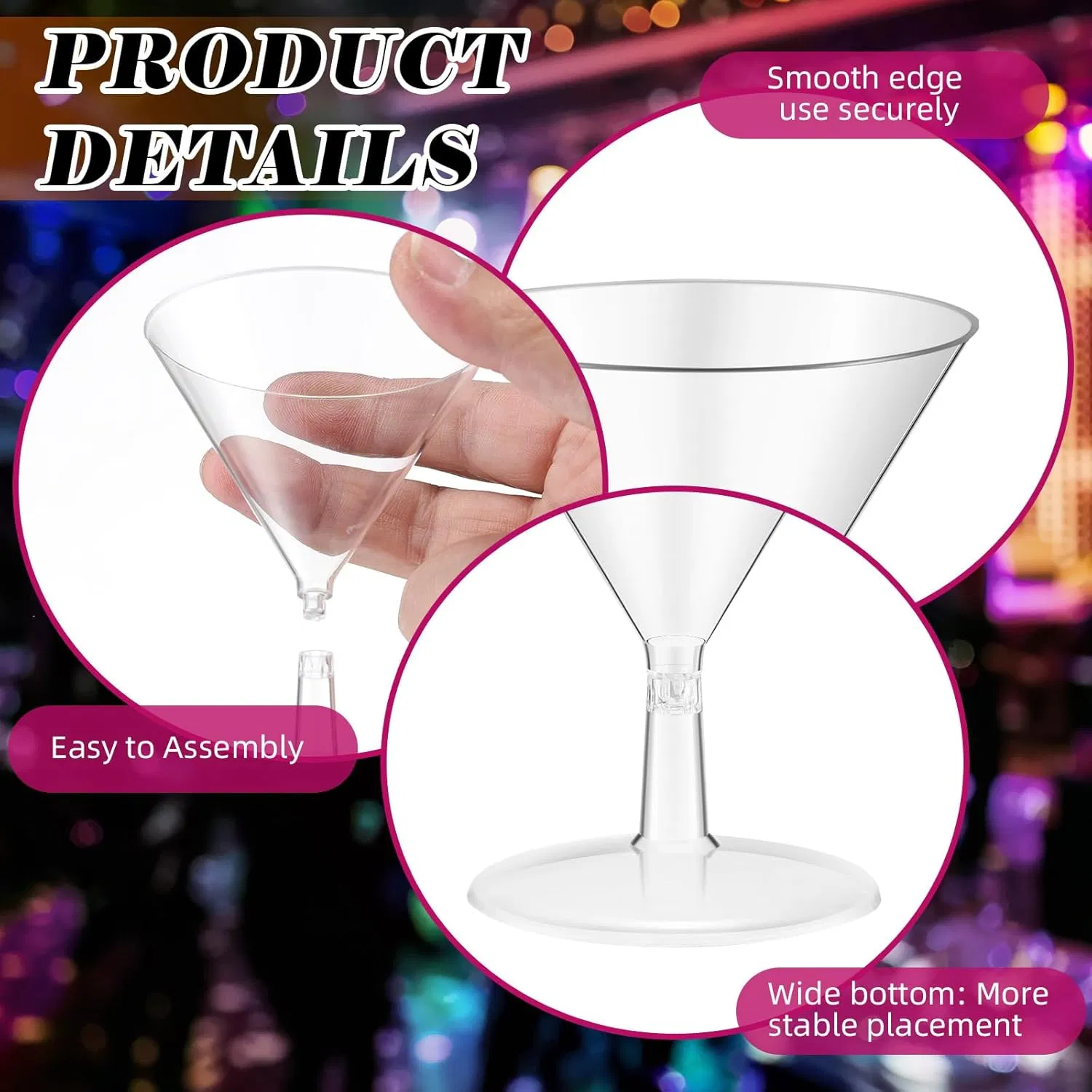 Plastic Martini Glasses Disposable Clear Cocktail Dessert Parfait Glasses