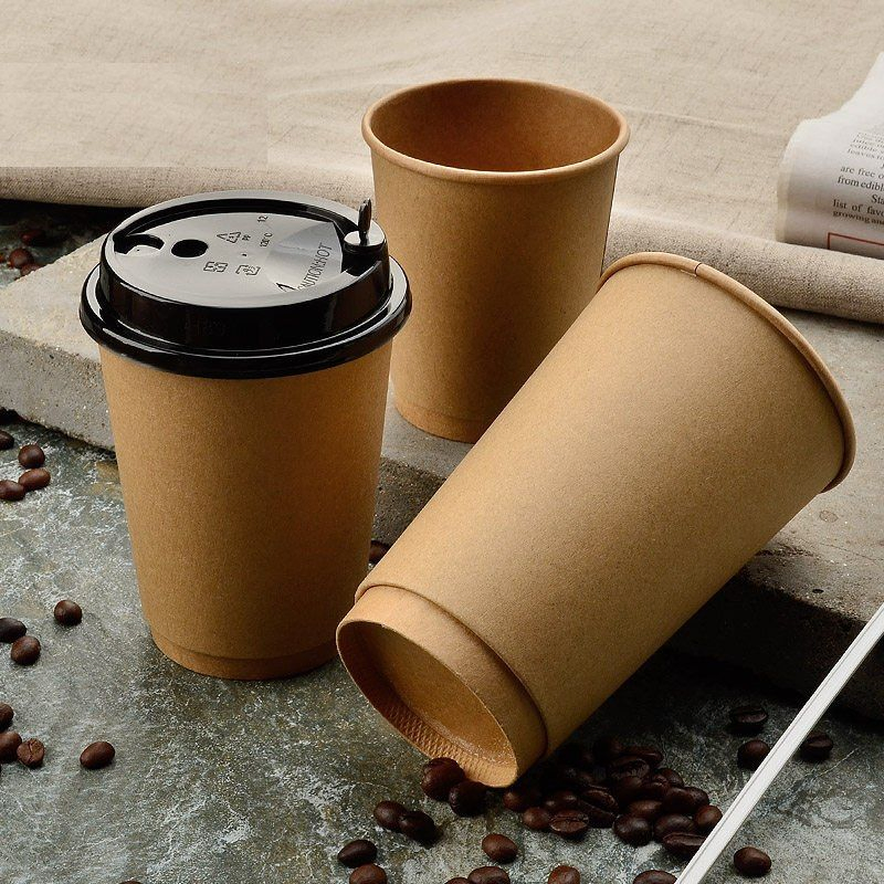 Recycled Custom Disposable Eco Friendly 8oz Double Wall Paper Cup with Lid