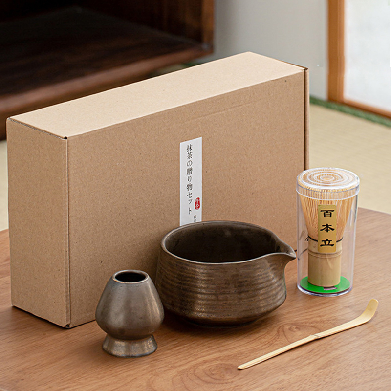 Custom Matcha Tea Set Bamboo Whisk Scoop Ceramic Whisk Holder Matcha Bowl Ceremony Kit for Traditional Japanese Tea Ceremony