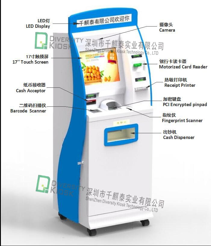 Flexible Commissions and Customizable Fees Thermal Printer ATM Cash Dispenser Machine System