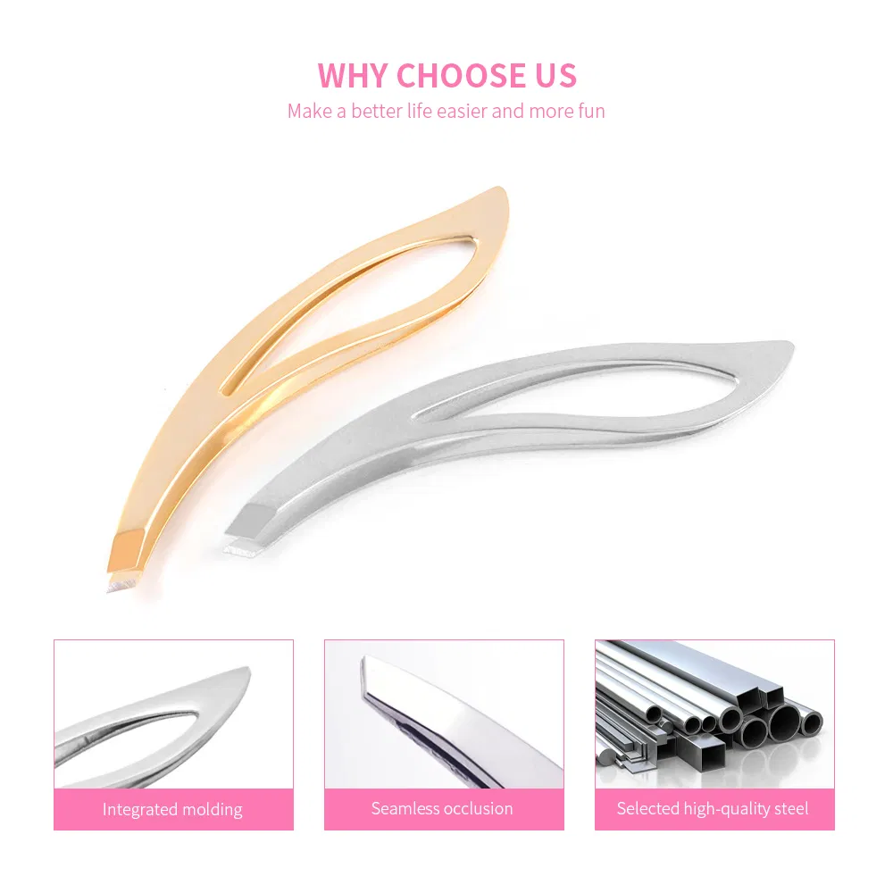 Eyebrow Facial Hair Removal Tool Guangdong Stainless Steel Slanted Squared Lash Eyelash Tweezers