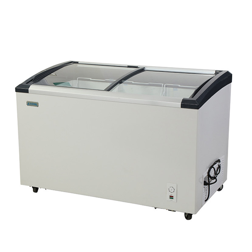 Ice Cream Freezer Factory Outlet Popsicle Showcase Curved Sliding Glass Door Display Mini Fridge Commercial Refrigerator for Home Cooler Deep Chest Freezer