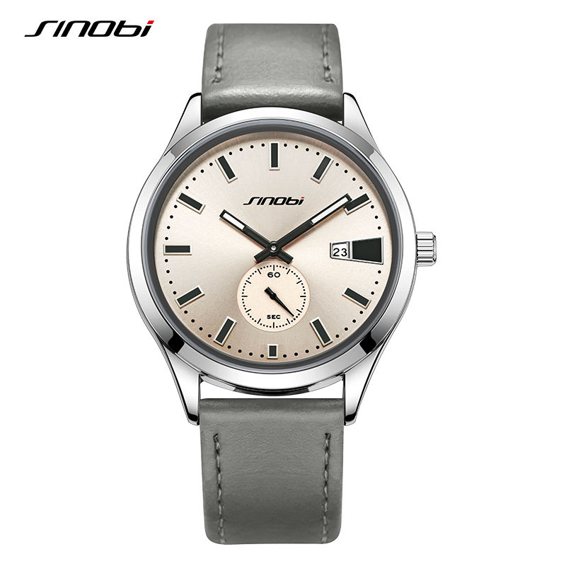 Sinobi Business Style Quartz Watch for Men Custom Dial Cow Leather Band