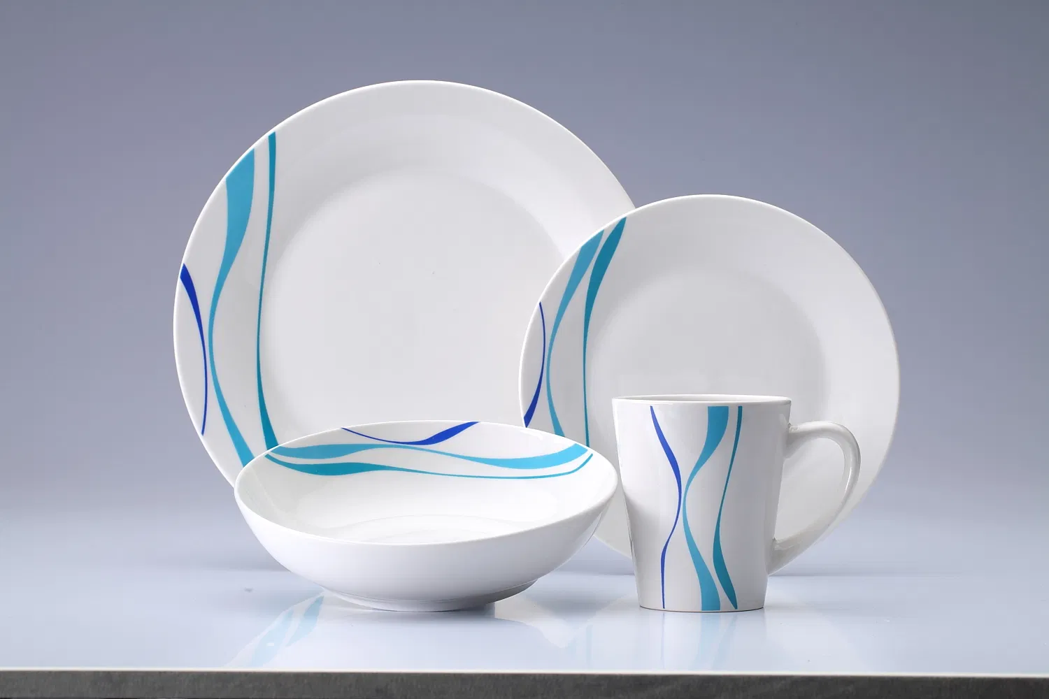 Elegant Porcelain Dinnerware Set Featuring Unique Decal Designs